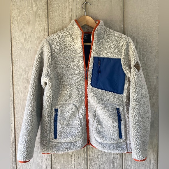 Eddie Bauer Sherpa Fleece Jacket Oatmeal Deep Pile Range Finder Womens Size M - Picture 2 of 11